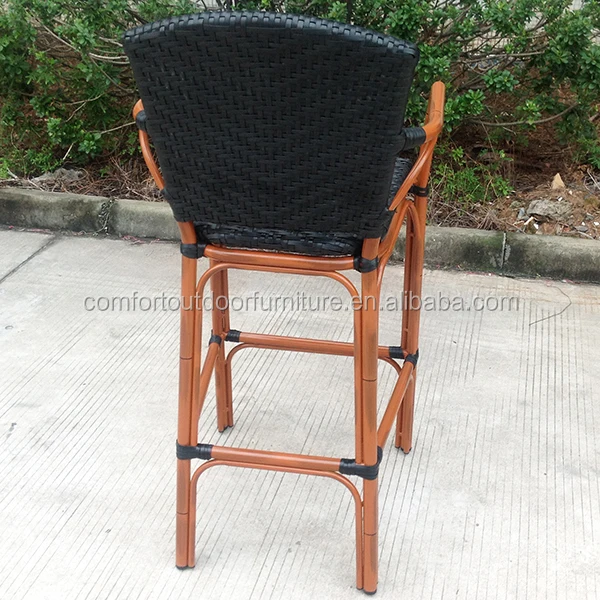 All-weather Patio Rattan Bar Chair in Black Color