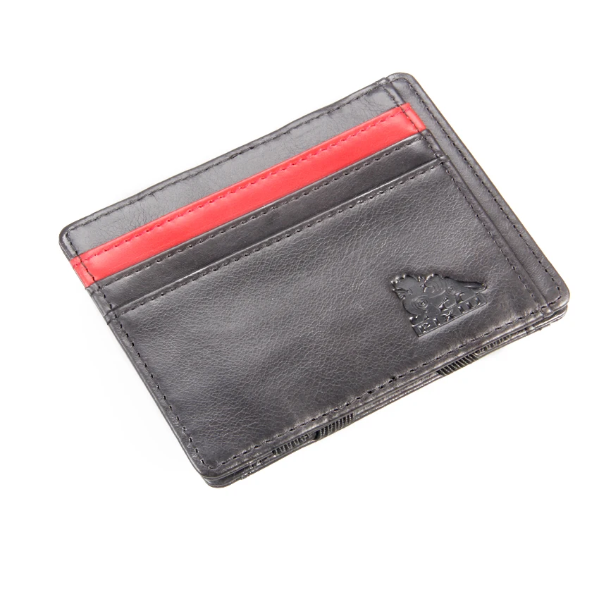 Factory New Arrival Full Grain Black Leather Magic Wallet Magic Card Holder Wallets With Coin Pocket