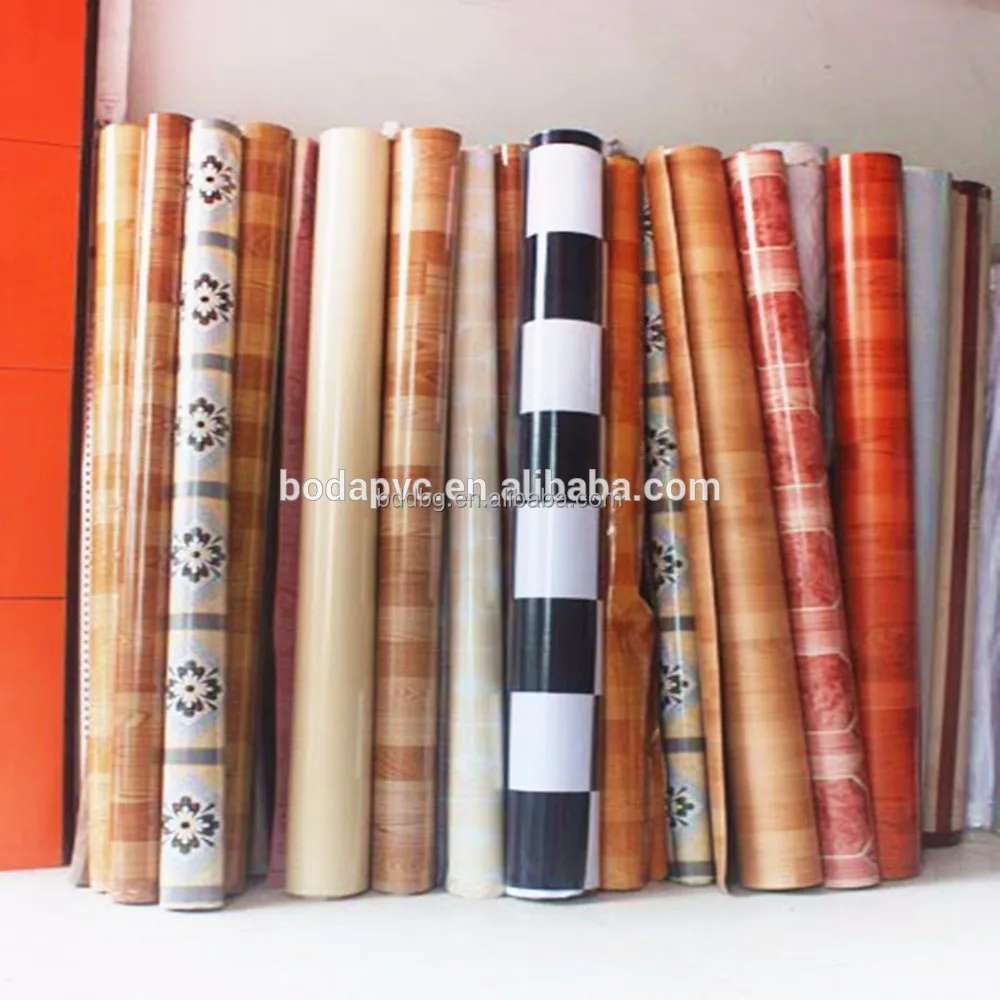 Tearproof PVC PET surface pvc vinyl roll flooring for indoor home decoration