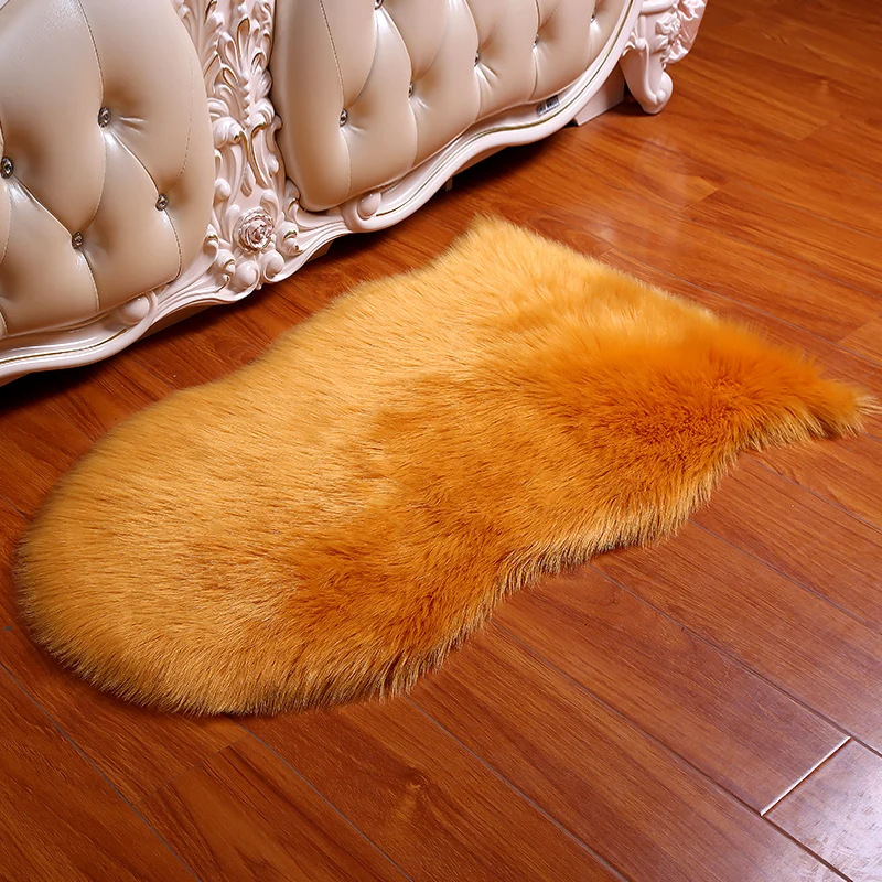 60x90cm Artificial Sheepskin Hairy Carpet for Living Room Bedroom Rugs Skin Fur Plain Fluffy Area Rugs Washable Bedroom Faux Mat