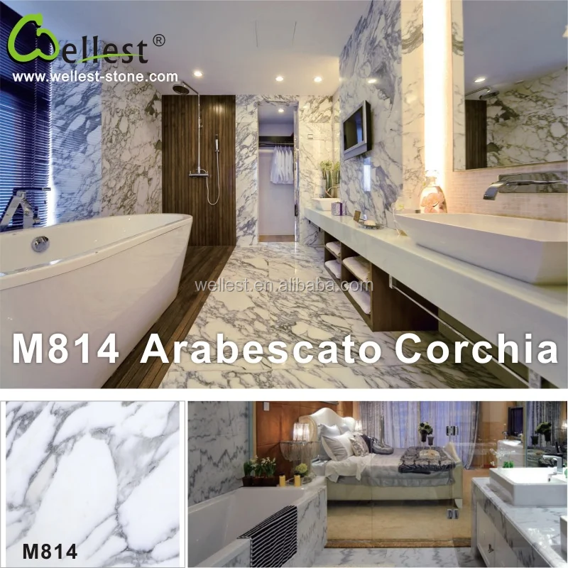 M814 Arabescato Corchia Polished White Marble Tile for Interior Wall and Floor