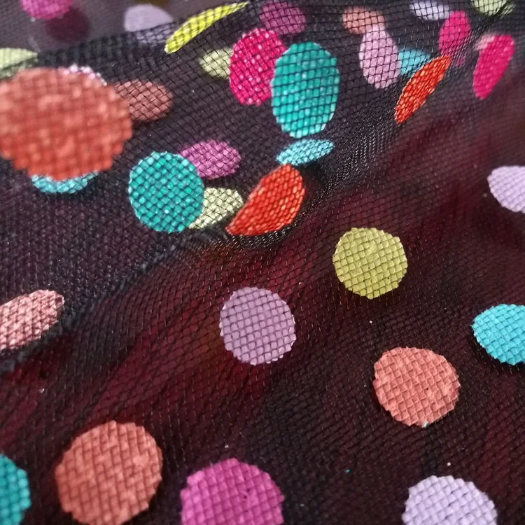 Цветная сетчатая ткань с принтом в горошек для детского платья