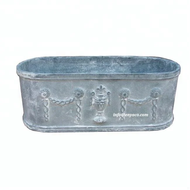 Antique Garden Oval Shape Cast Iron Urn Flower Pots & Planters