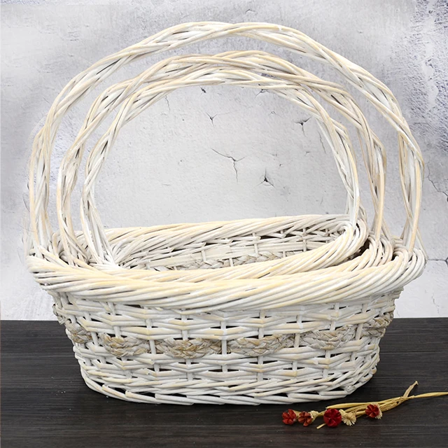 Willow Material Oval Wicker Basket Use for Fruits Flowers and Gifts