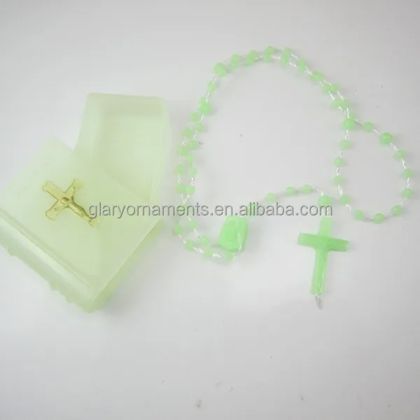 Luminous glow in the dark plastic rosary bible box