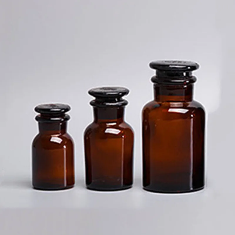 
Wholesale 30ml 60ml 125ml 250ml 1000ml amber glass apothecary bottles with stoppers 