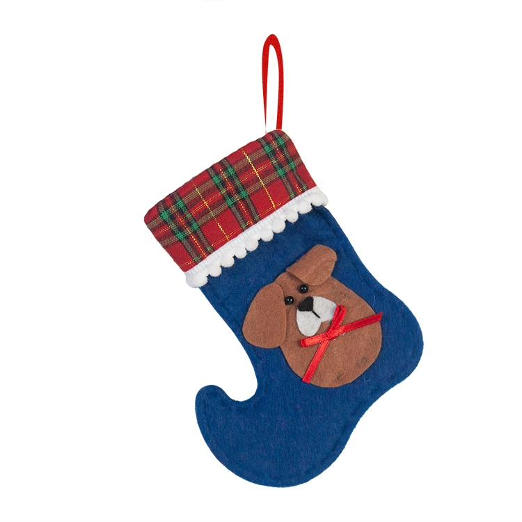 6 Inch Good Selling Machine Made Reindeer Sock Stocking Shape Christmas Decoration Felt Christmas Ornaments Tree Hanging