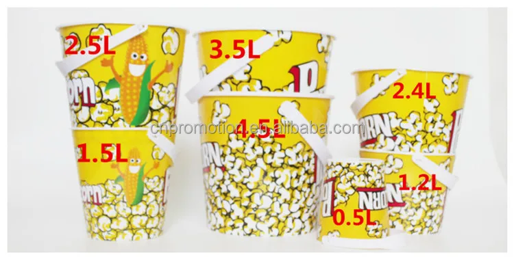 High Quality  Movie Theater Custom Plastic Popcorn Bucket  with Lid