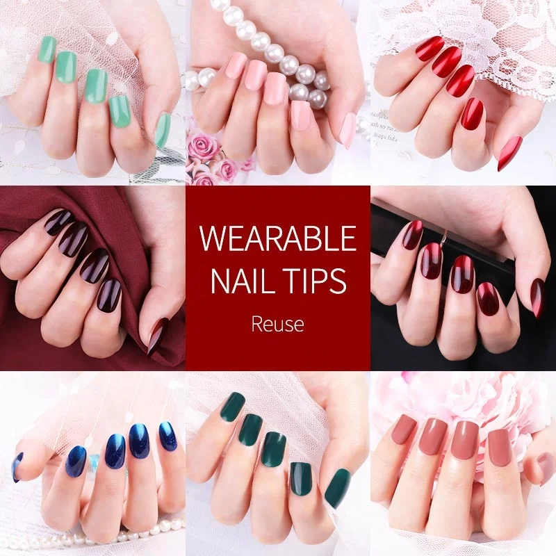 9 designs full color wearable nail tips
