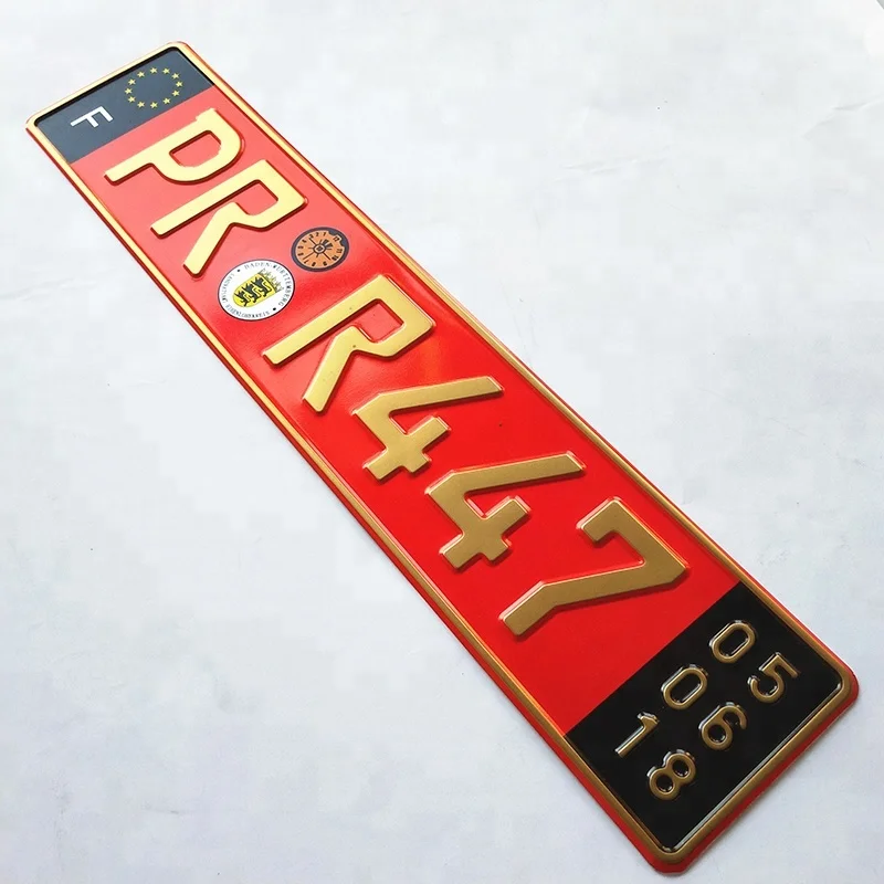 Aluminum Souvenir Country Flag Personality Design Car License Number Plate With High Quality