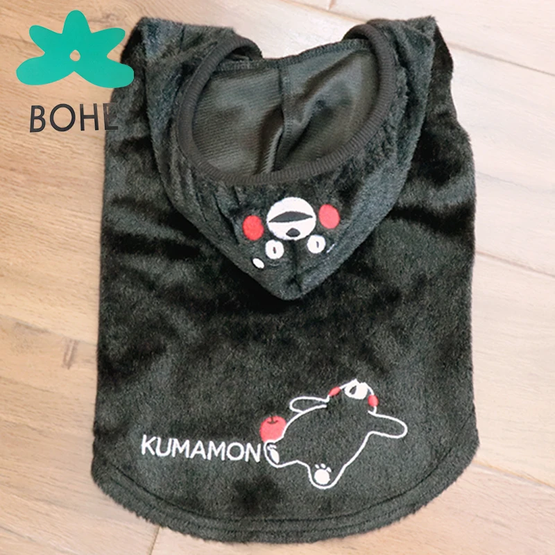 Luvp + K-KUMAMON собака балахон черная короткая плюшевая зимняя