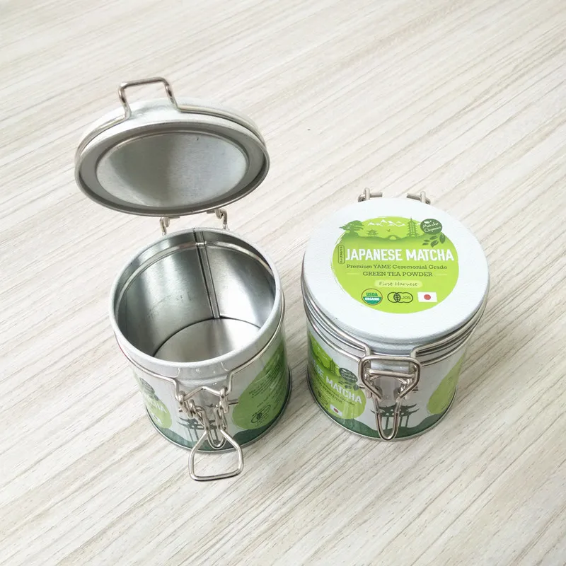 Custom Printing  Airtight Air Proof Round  Black Tea Matcha Packaging Metal Box Tin Container