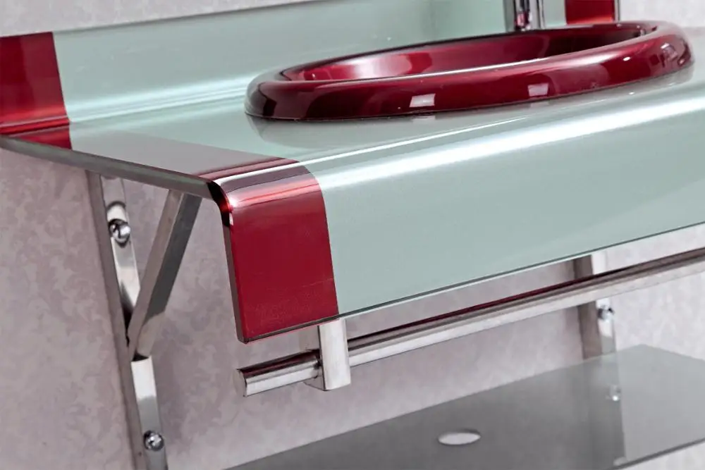 Good Quality Baking Finish Two Pieces Bathroom Glass Basin Sink Factory