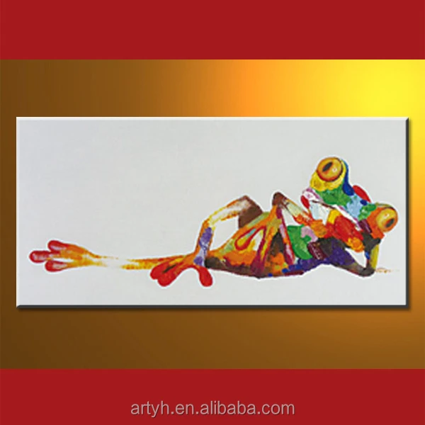 Wholesale modern animal picture canvas wall art of relax frog oil painting
