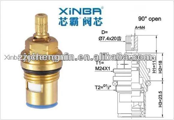 G1/2 Poland 20teeth spline brass faucet ceramic disc brass tap valve cartridge