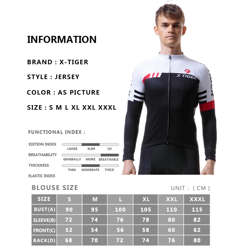 
X-TIGER Quick-Dry Cycling Jerseys Autumn Mountain Bicycle Cycling Clothing Breathable Sportswear Racing Bike Cycling Clothes 