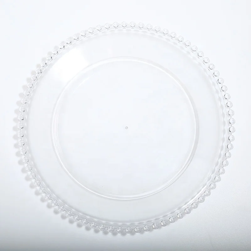 GAOSI Dishes and Plates Clear Plastic Glass Luxury PE Carton Customized Logo Party Transparent Contemporary Round Plant Pattern