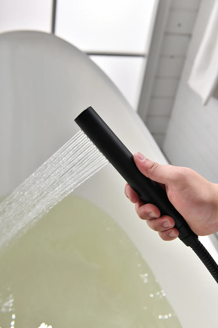 Douche Single Handle Classic Polished Ceramic Free Standing Tub Faucet Floor Bathtub Faucet Set