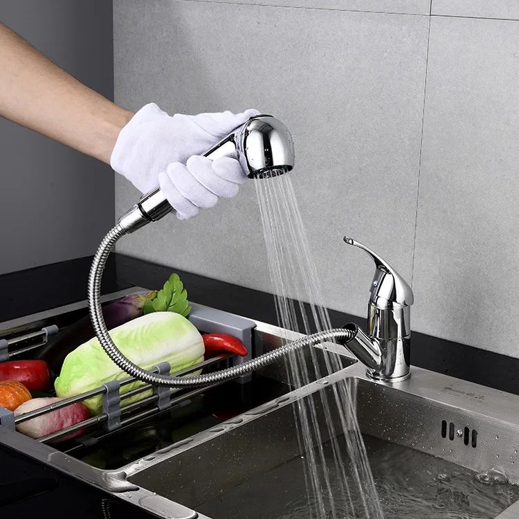 Low Price Classic Pull-Out Flexible Kitchen Sink Brass Faucet