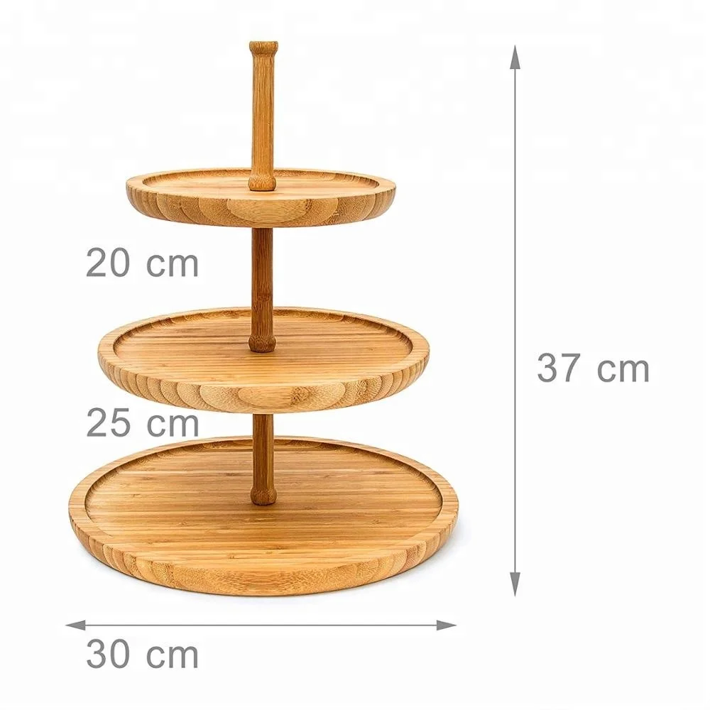 Luxurious Bamboo Etagere Fruit Plate Serving Dish Tray Platter