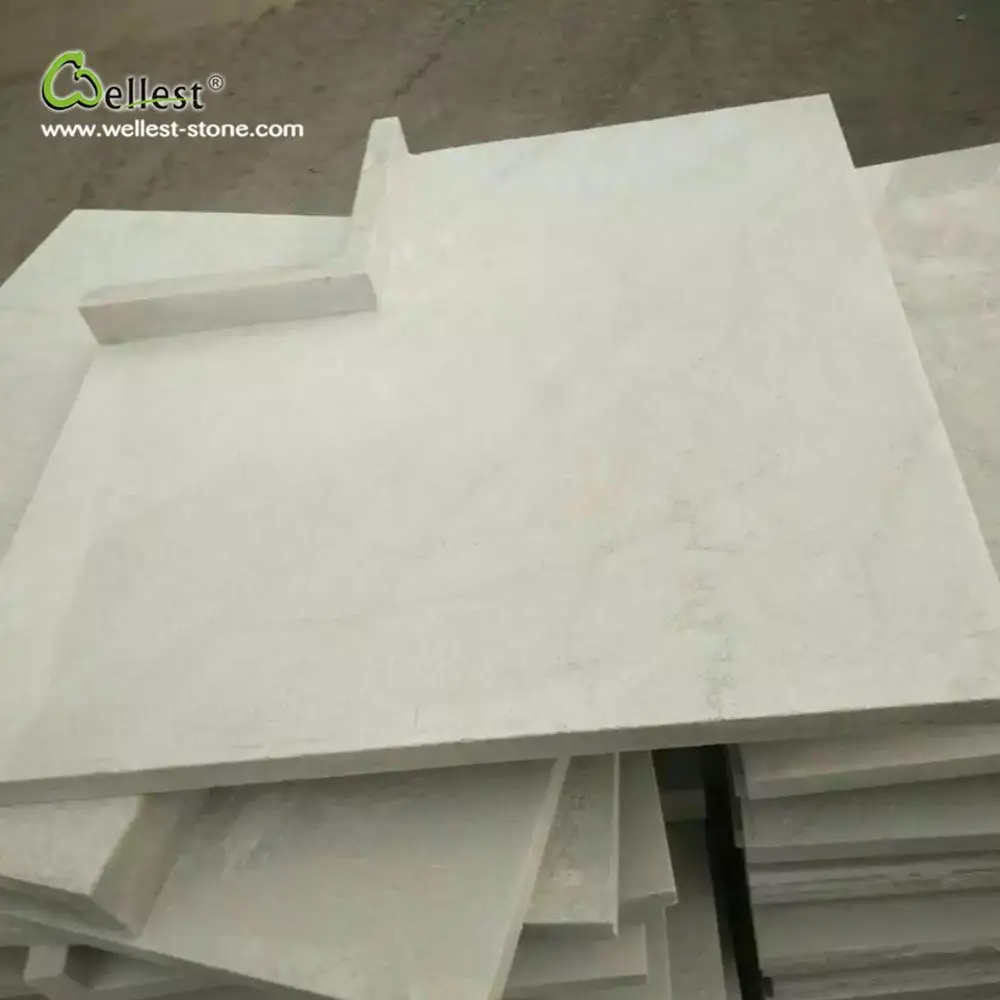 
flamed finish white quartzite pool coping corner stone 