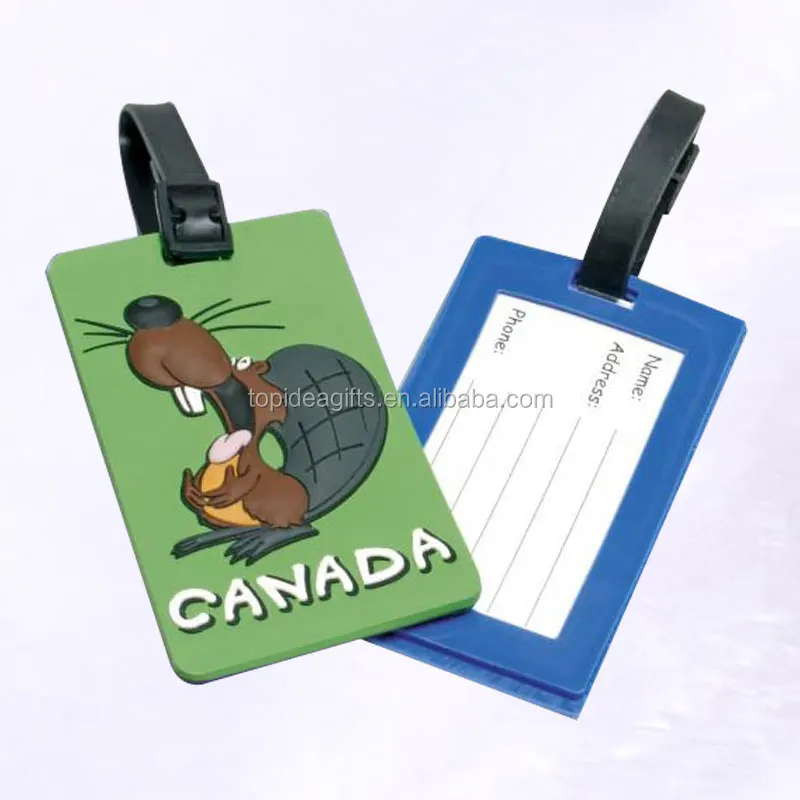 3D Design Canada National Animal Beaver Rubber PVC Luggage Bag Tags Souvenir Gifts