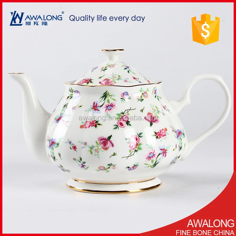 Garden tea gift set for family / fine bone porcelain 4 sets cups saucers tea pot set