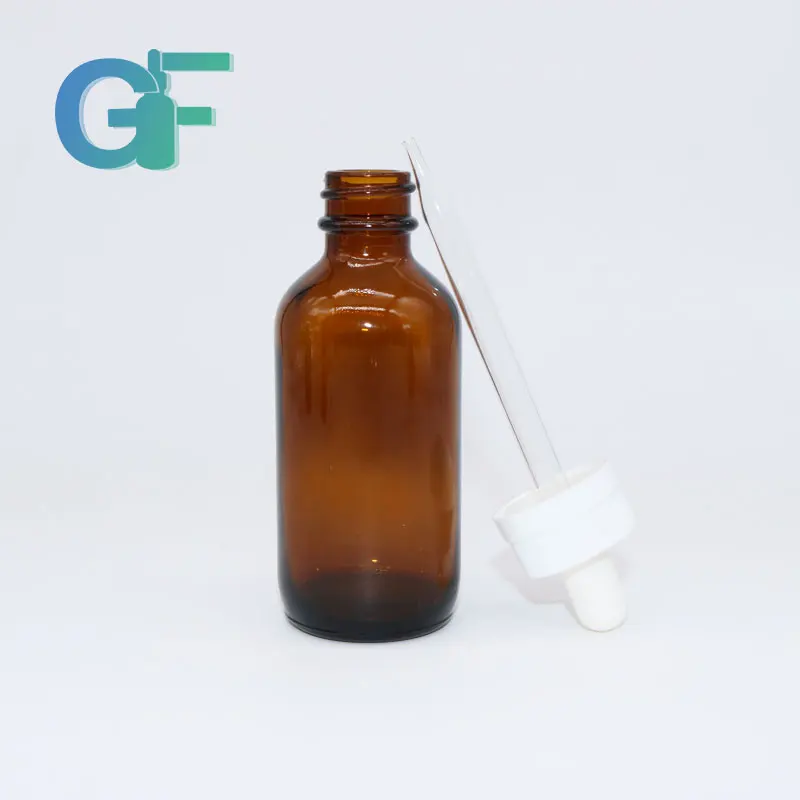 60ml clear amber boston round glass bottle for e juice