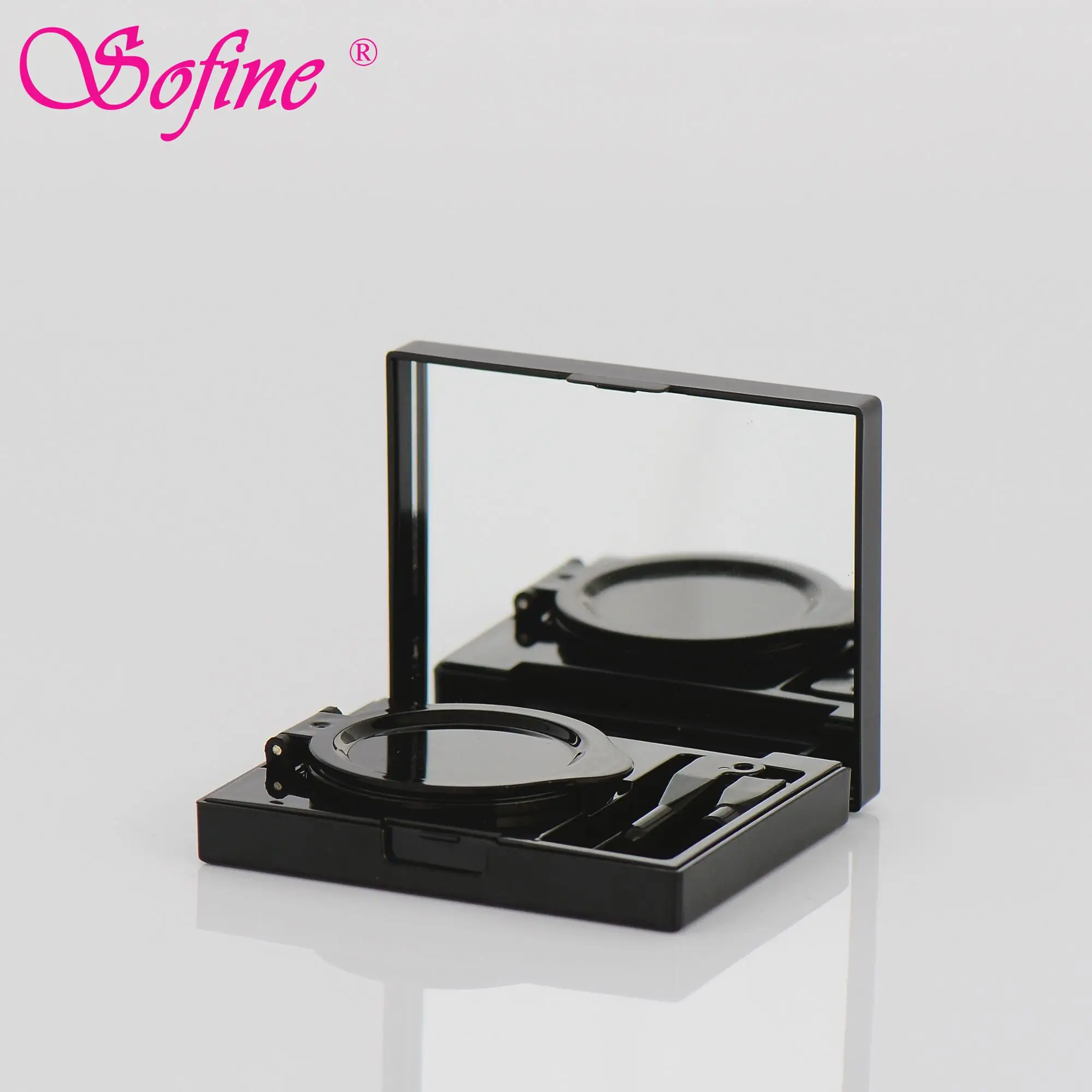 
Square black luxury air cushion eyebrow gel packaging with brush 