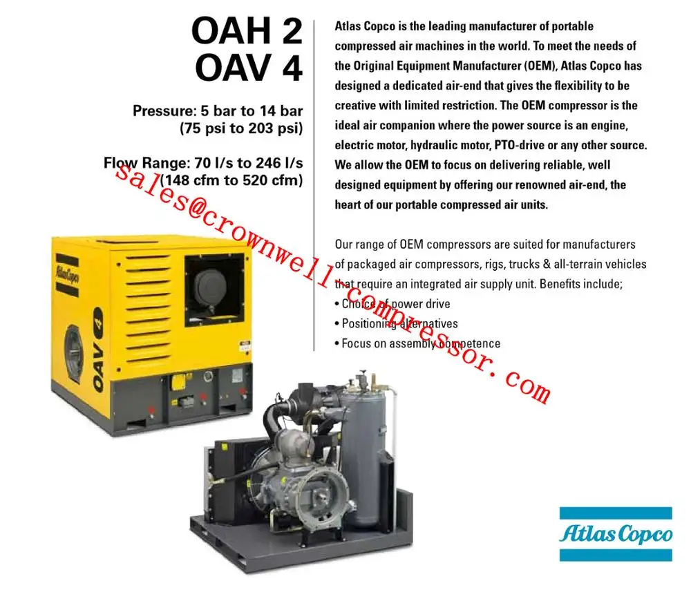 Портативный воздушный компрессор Atlas Copco OEM solution OAH2 OAV4