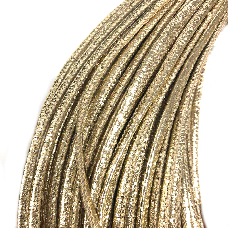 High Quality Fashion 3mm Stitched Cord Round Leather Stitched Golden Rope