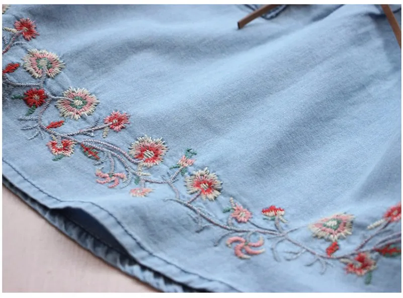 Ivy10318A Kids girls embroidered dress summer 2019 long sleeve denim frocks