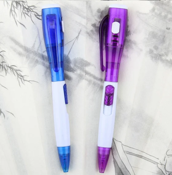 2 In 1 Multi Function Led Flash Plastic Light Pen For Promotion Gift Plastic Ball Pen