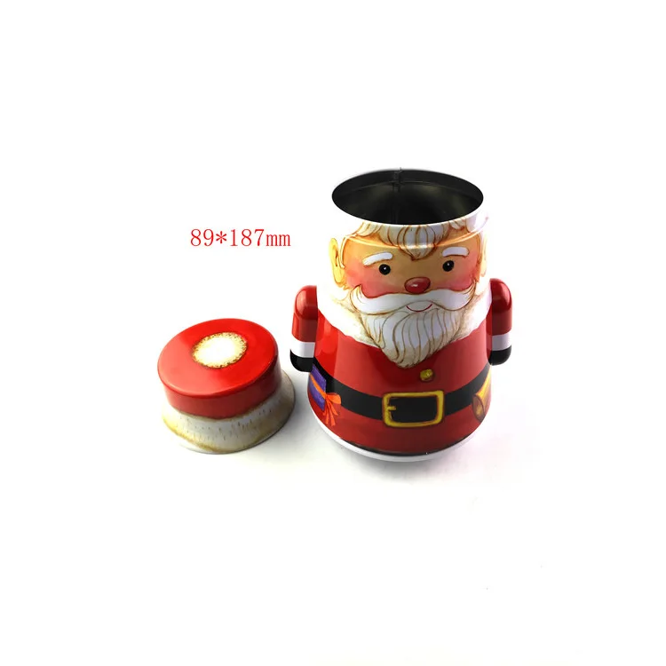 wholesale customize Christmas decoration gift box tin packaging box promotional santa shape metal tin can