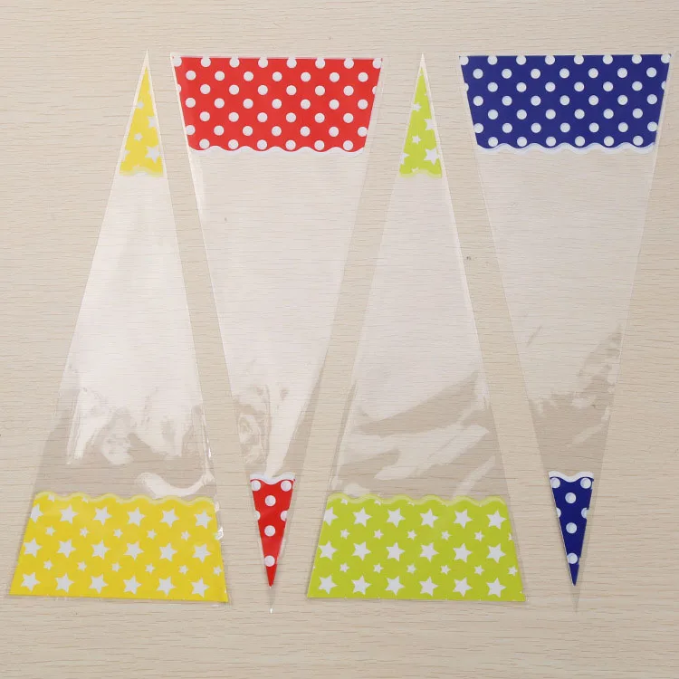 transparent  Triangle shaped Treat  Gift  Snacks Cookies Cellophane  Popcorn Cone Bags