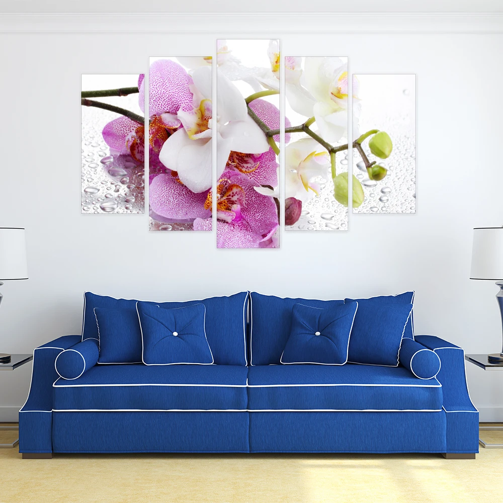 
5 pieces modern digital wall printing decor canvas orchid wall art flowers murals painting art for home decorative dropship 