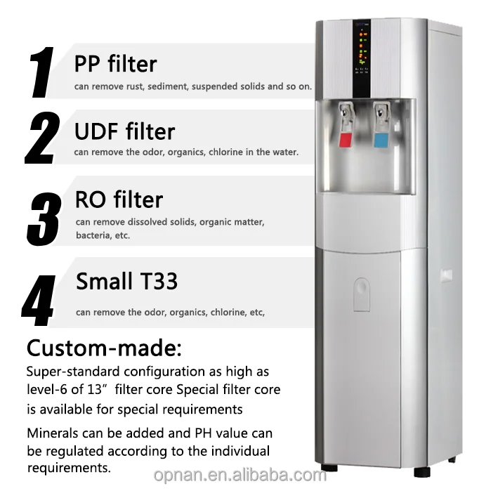 factory offer luxury 6 filters stand type alkaline hot and cold water cooler dispenser