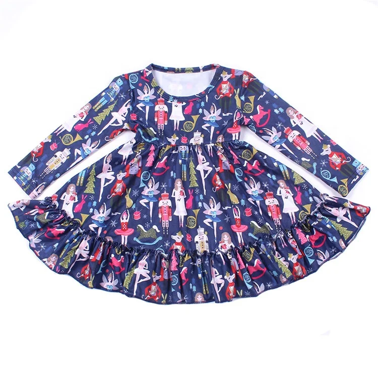 2020 children latest fashion Milk Silk 8 years girls dress Cotton kids clothes Pretty Girls Dancing Animal Designs ruffle Dress