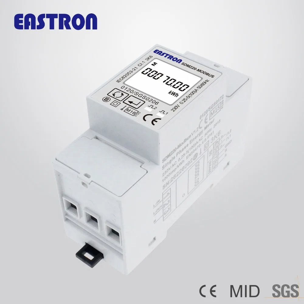 SDM220-Modbus MID Certified Single Phase DIN Rail Energy Meter 2P kWh meter,DIN-Rail Modbus Energy Meters