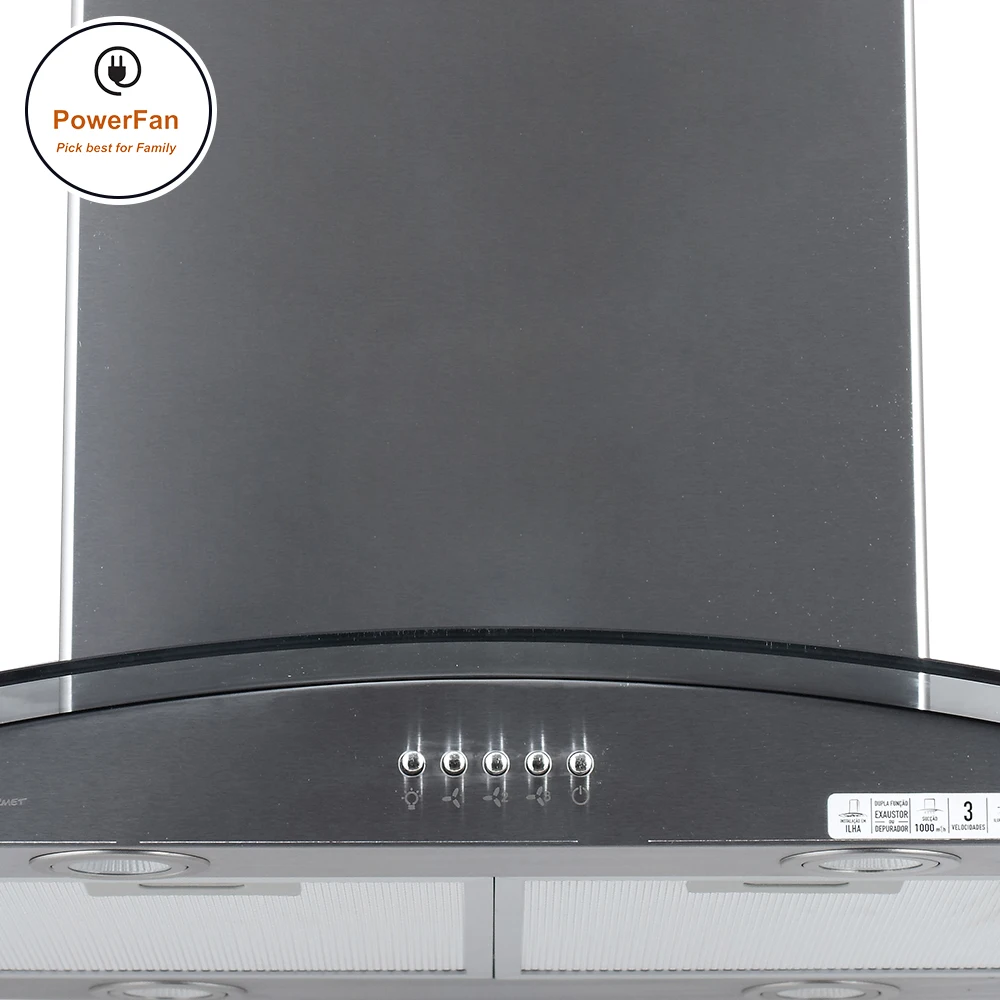 Iso Portable 220V 180W Stainless Steel Kitchen Island Range Hood