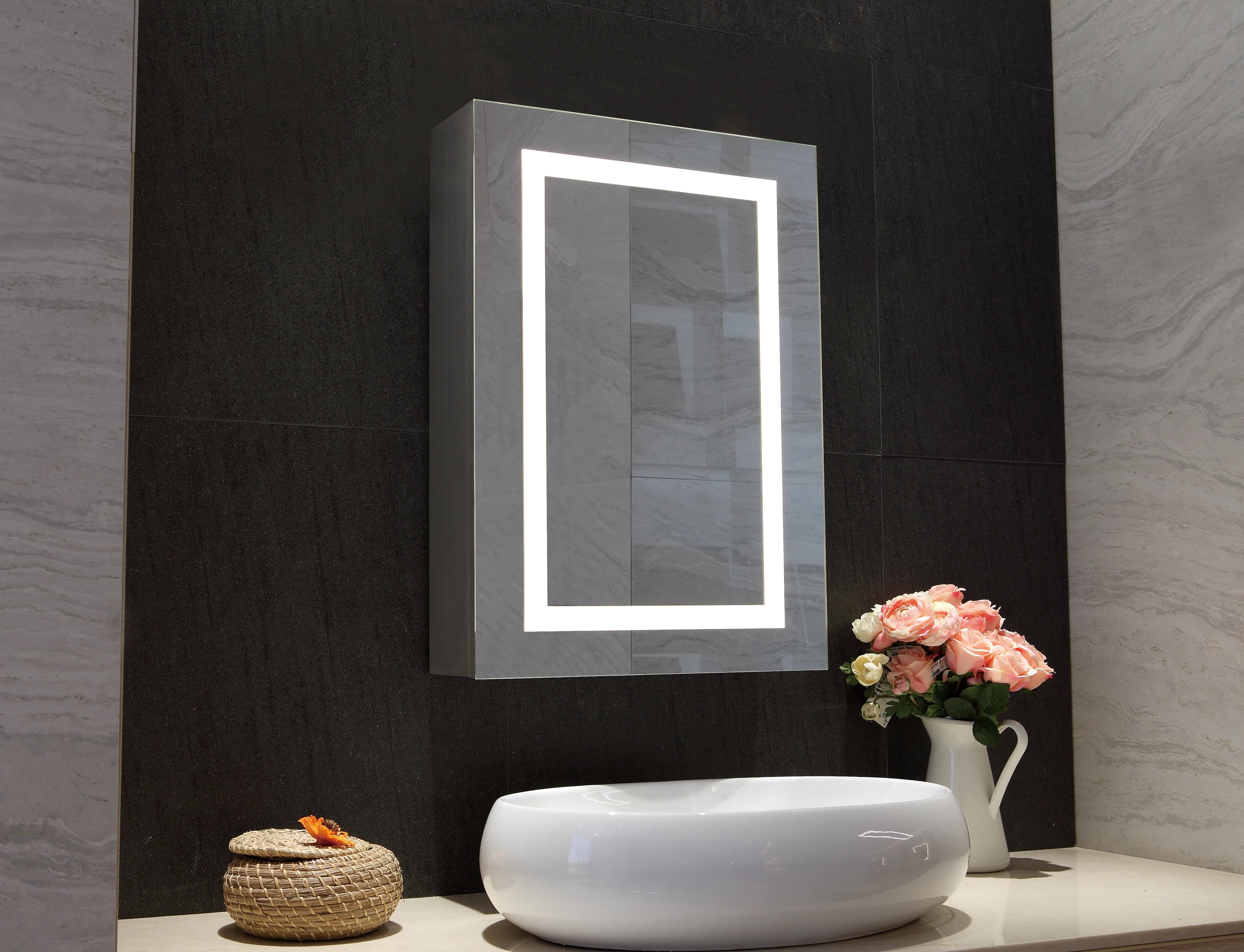 Оптовая продажа, поверхностный настенный противотуманный индивидуальный умный светодиодный шкаф для медицинских и ванных комнат