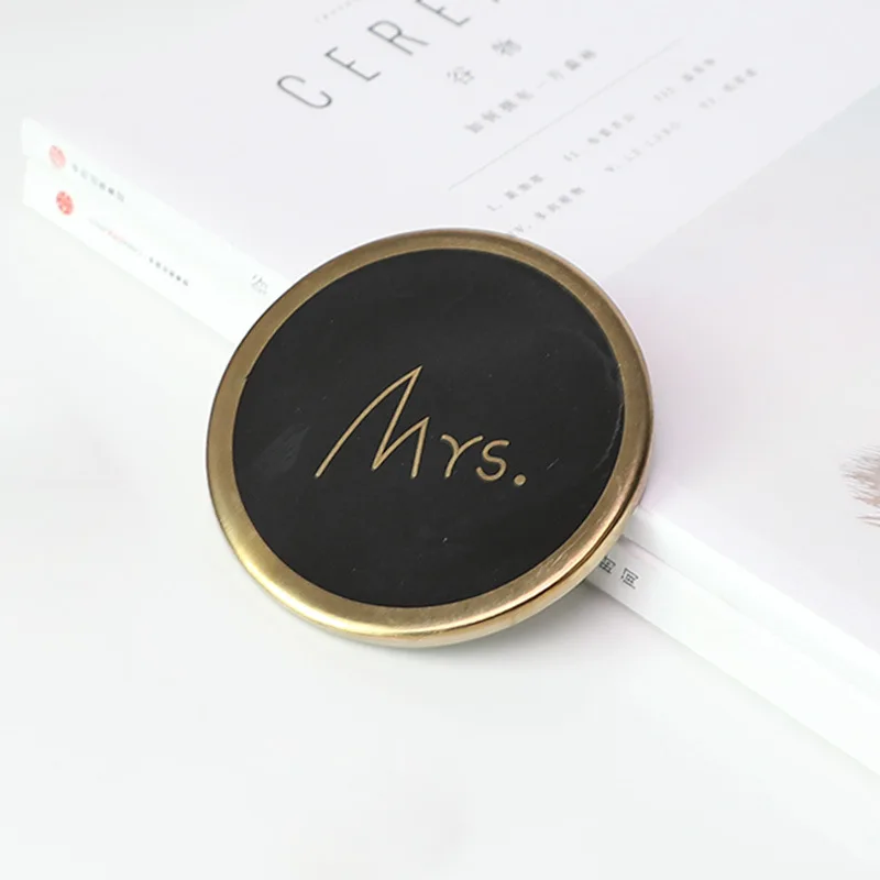 Nordic style ceramic gold-rimmed black couple mug insulation pad coaster mat