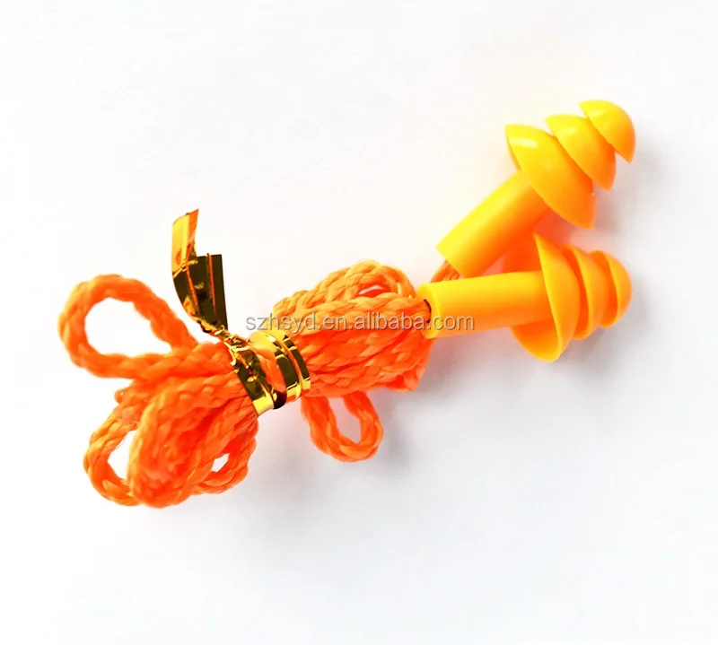 Lightweight Disposable Highest NRR With Nylon Cord Bell Shaped PU Foam Earplugs