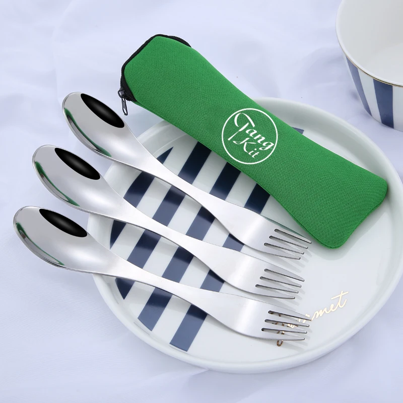 Food Grade Multi Function Camping Reusable Spork Metal Dinner Spoon Spoons Stainless Steel 430 / 304 All-season Not Support Free