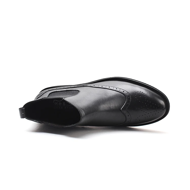 wholesale Brogue Genuine Cow Leather genuine leather chelsea boots men