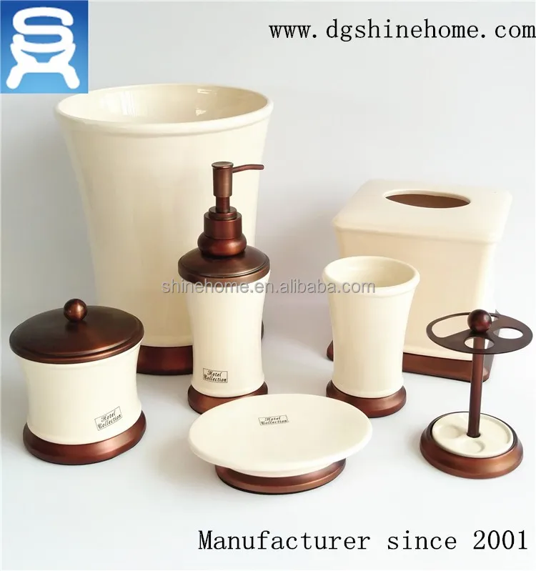 
Simple and classic Hotel Ceramic Bathroom Accesory set for Bathroom Vanity Countertopfrom China Supplier 