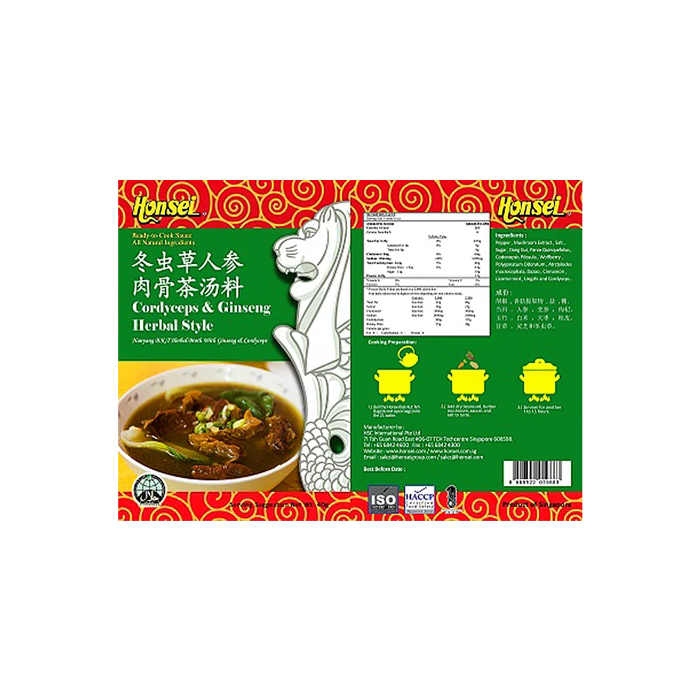 Honsei кордицепс и женьшень, травяной органический сухой мгновенный суп