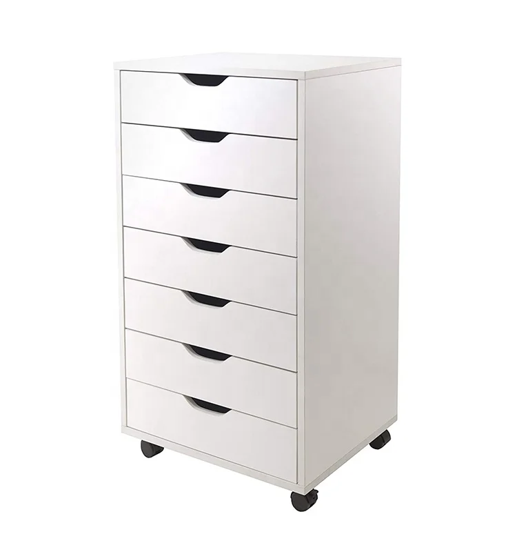 7 Drawers White Office storage Closet wooden Cabinet