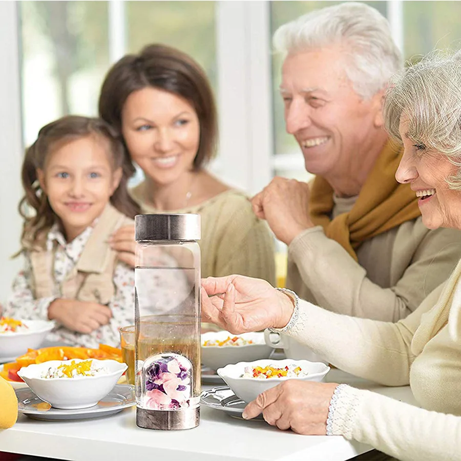 heart shape luxurious crystal drink infused water bottle 500ml