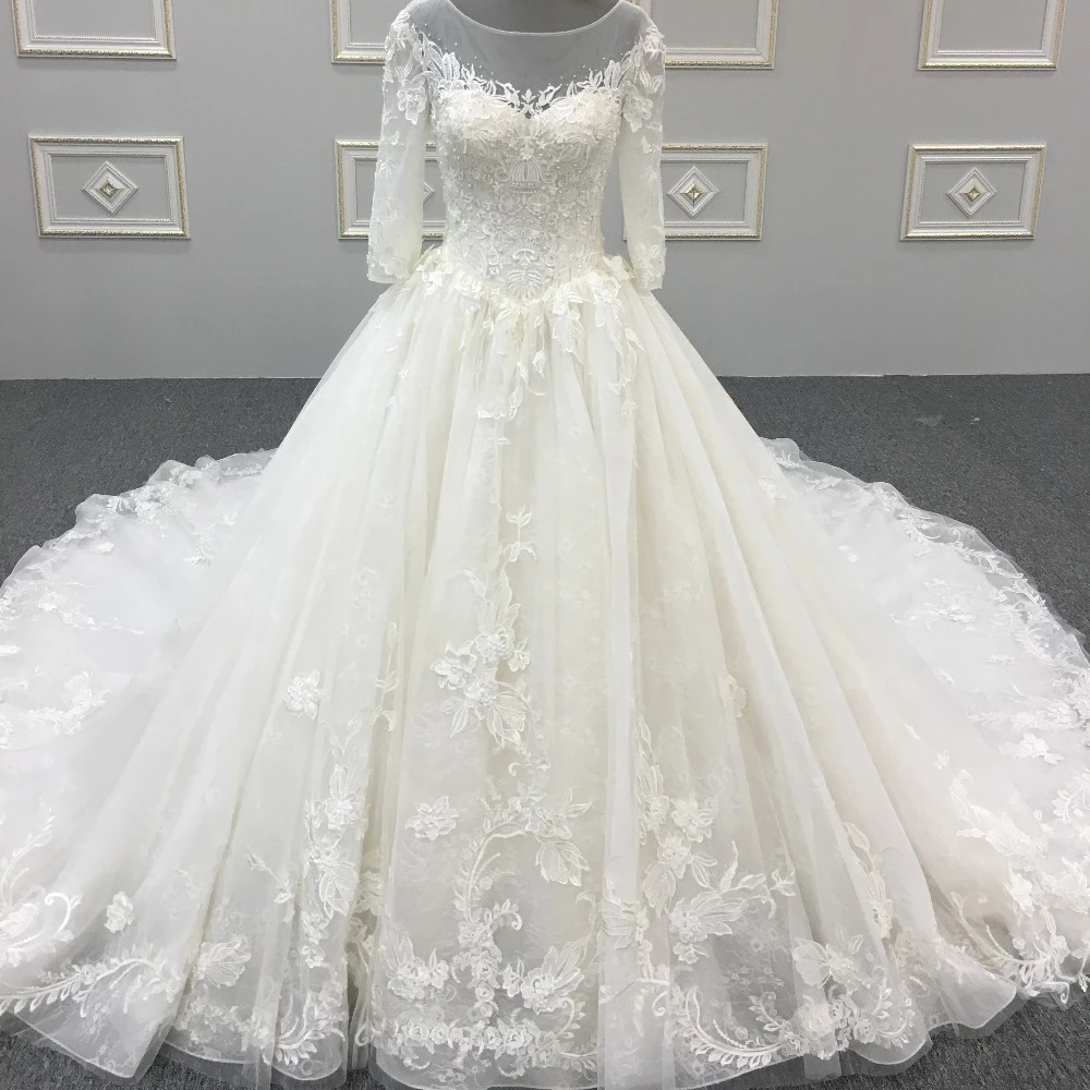 New arrival beautiful women bridal dress ball gown wedding dress luxury real wedding dress with court